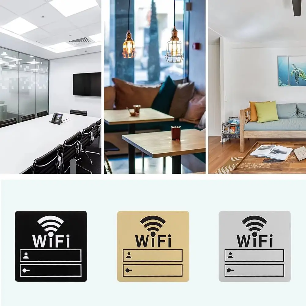 WiFi Identification 3D WIFI Sign Self Adhesive Rewritable Mirror Wall Stickers Decorative Wifi Notice Board Wall Sticker