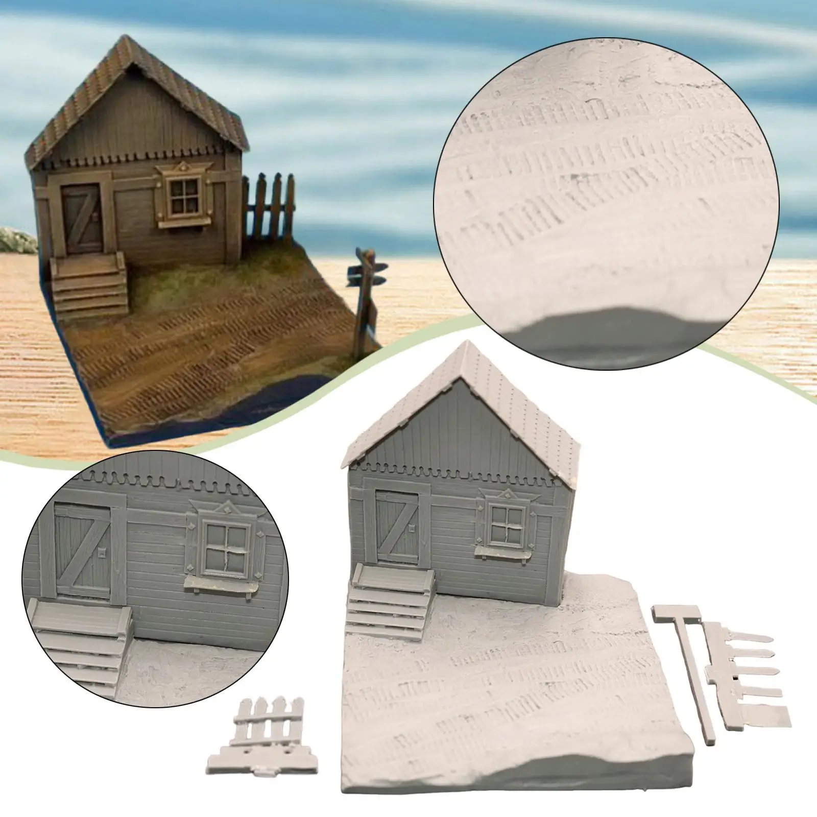1:72 kit de modelo de casa em miniatura, modelo de construção, brinquedo em branco, sem pintura, layout de cena diy para hobbyist, artesanato, modelagem