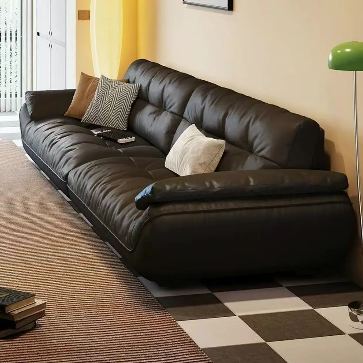 Leather sofa first layer cowhide straight row down cloud sailing full leather