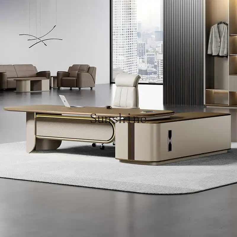 

Boss office, light luxury high-end sense, simple and modern, furniture large desk, table and chair combination