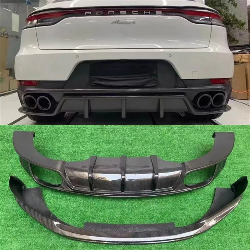 

For Porsche Macan 2014-2022 Real Carbon Fiber Front Lip Front Bumper Lower Lip Under Rear Diffuser Spoiler Splitter Body Kit