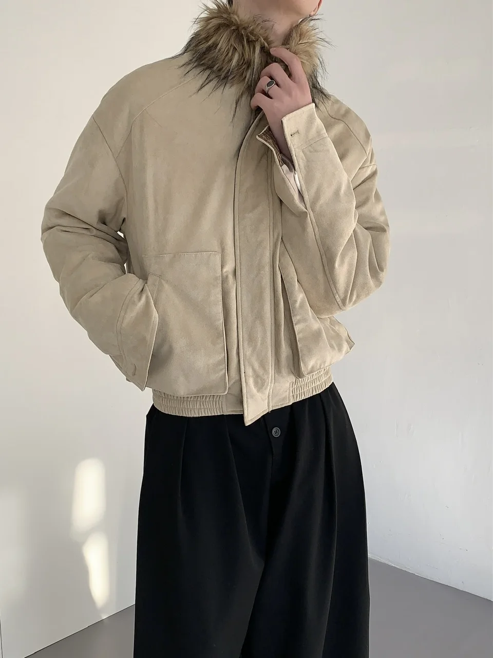 Men's 2025 Winter New High-End Faux Fur Collar Parkas Men's Thickened Warm Parkas Male Solid Color Long Sleeve Outerwear Jackets