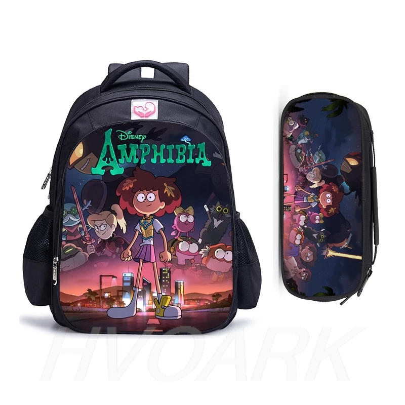 

16 Inch Cartoon Amphibia Backpack Primary Boys Girls School Shoulder Bags Student Children School Bags College Rucksack Mochila