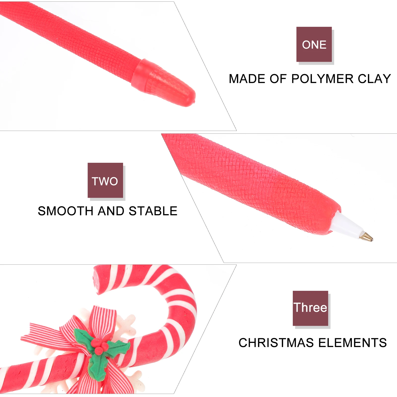 

10 шт., ручки Санта-Клауса, шариковая ручка из полимерной глины, канцелярские принадлежности для студентов, компактные, удобные для переноски, не легко сломанные