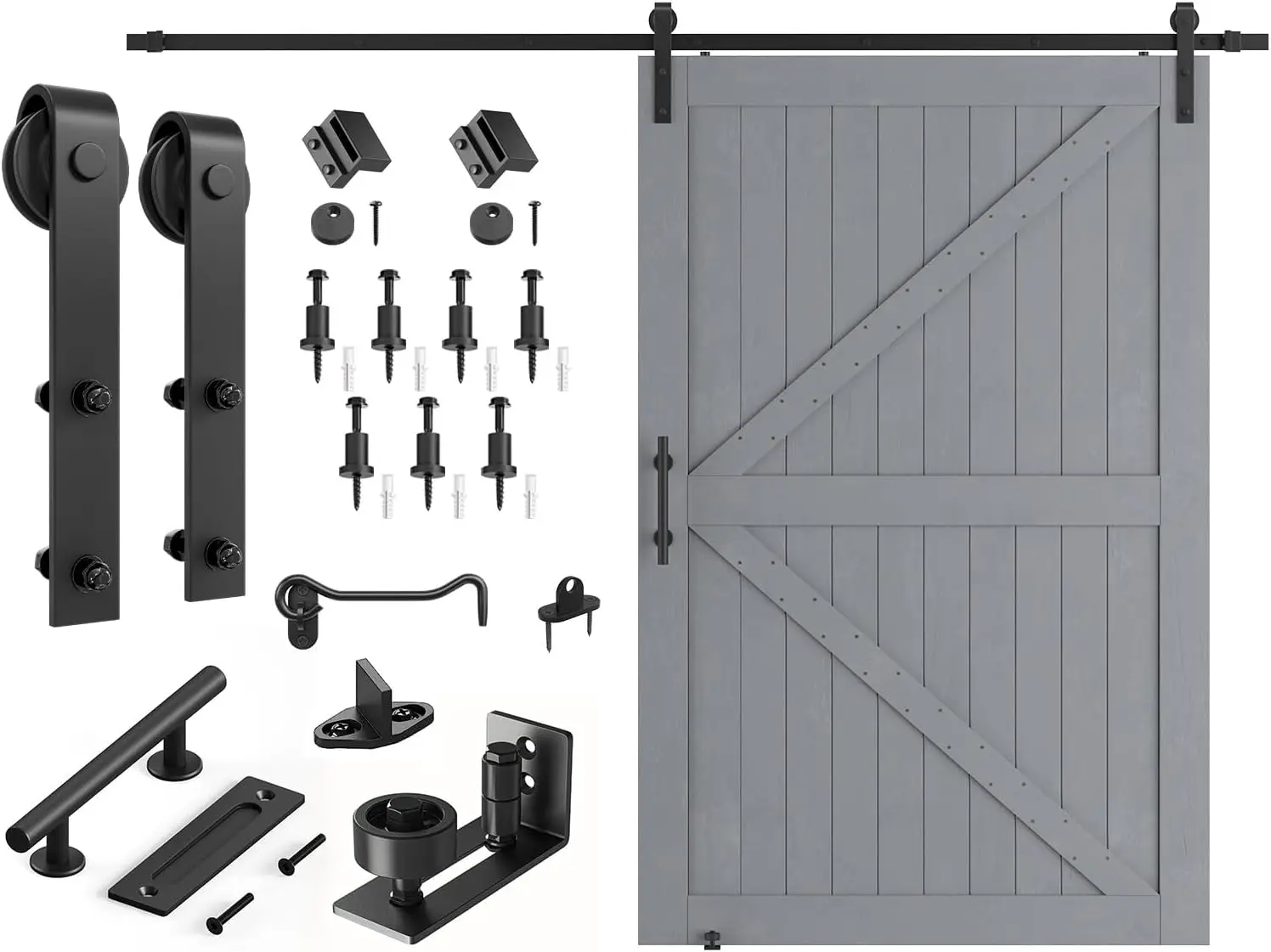 

SMARTSTANDARD 48in x 84in Sliding Barn Door with 8ft Barn Door Hardware Kit Included, Unfinished Solid Spruce Wood Door