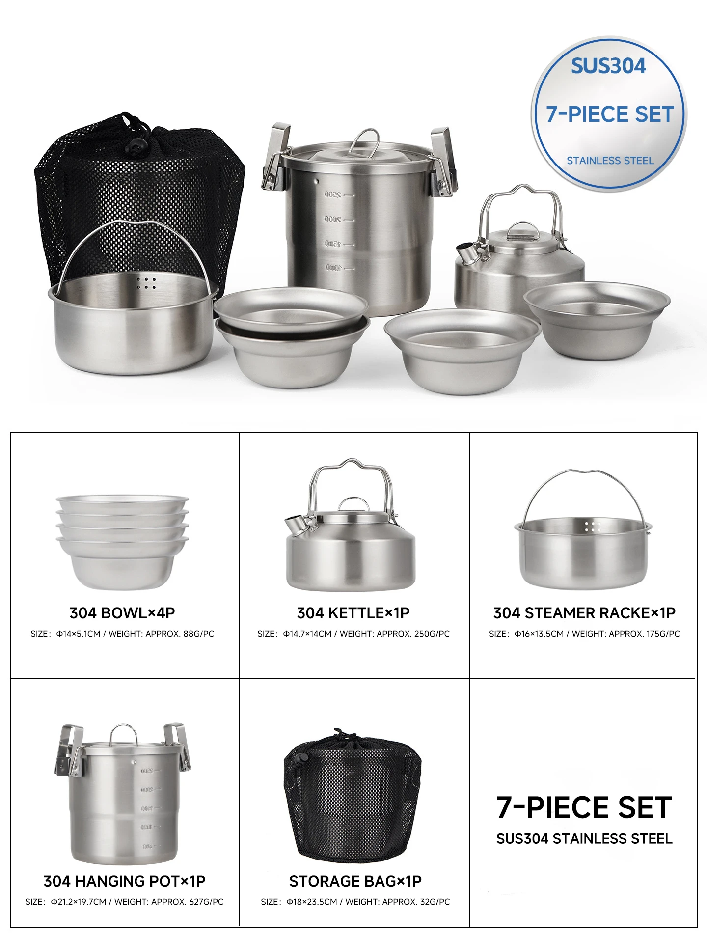 C69 Outdoor Cooking Stainless - Camping Cooking Mess Kit recension och pris