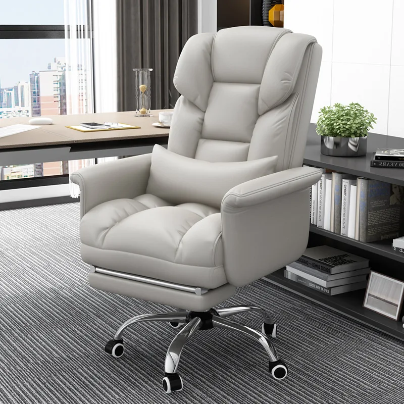 Computer Leather Seat Business Office Gaming Chair Latex Cushion Home Backrest Comfortable Long Sitting Lazy Sofa Furniture