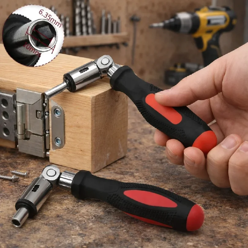 Multi-function Ratchet Screwdriver Set with 0-180° Angle Adjustment,Left & Right Turn Reversible | 1/4 Inch Hex Drive Interface