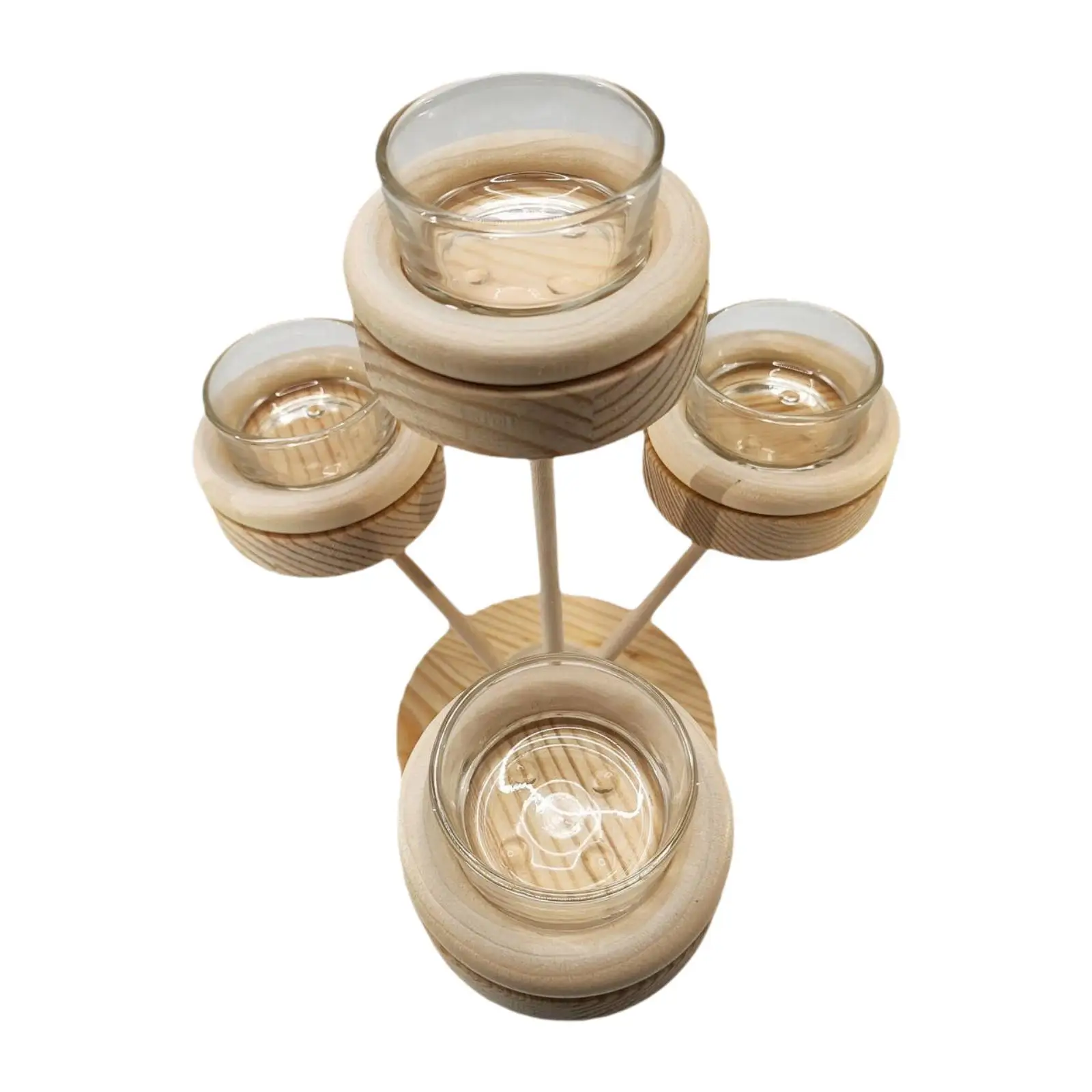 Candlestick Candlelight Wooden Glass Tealight Candle Holder Cup for Votive Candle Hotel Dining Room Dining Table Housewarming