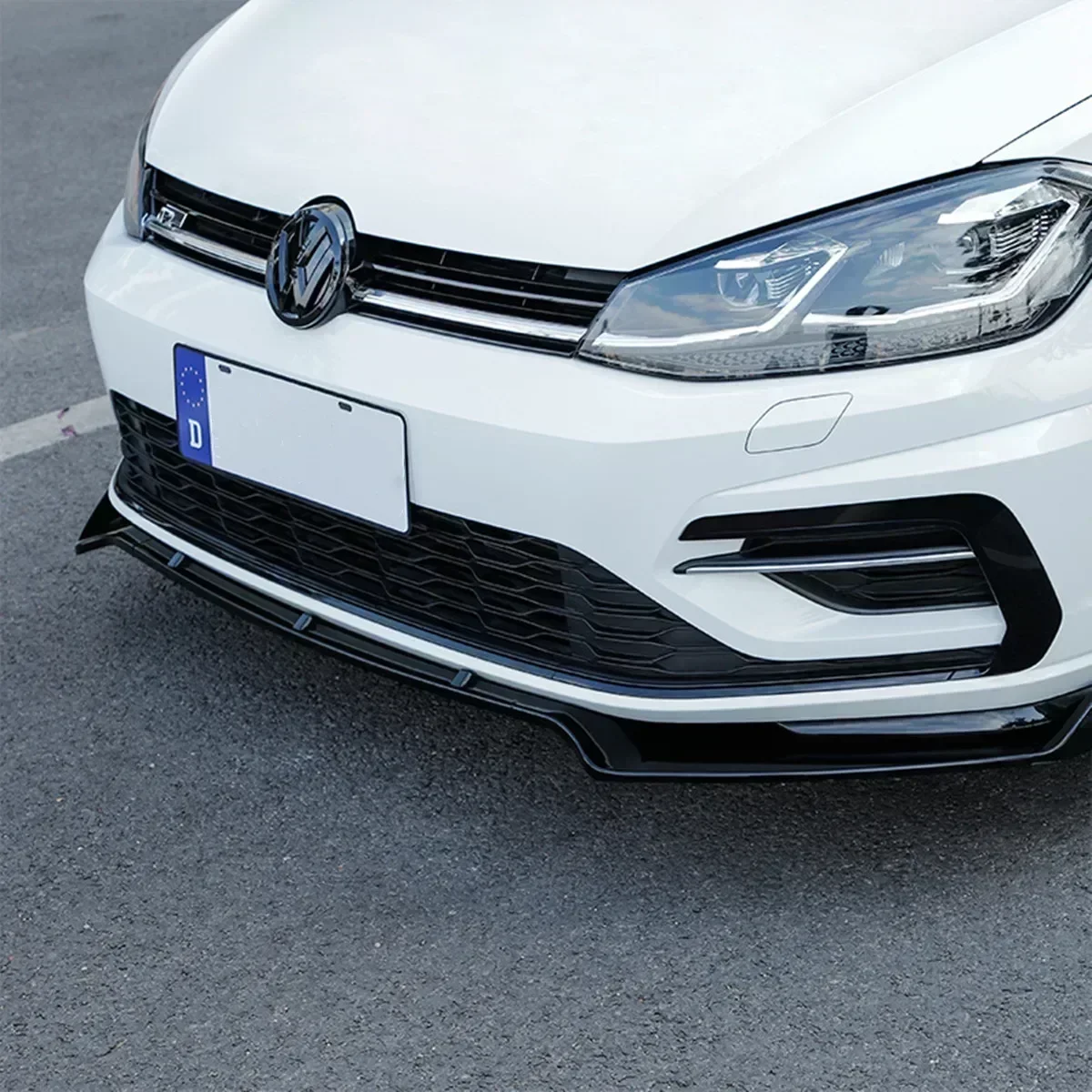 폭스 바겐 골프 7 7.5 MK7 MK7.5 GTI GTD R R-라인 2012-2020 폭스 바겐 글로스 블랙 용 자동차 앞 범퍼 스플리터 립 스포일러 바디 키트 썸네일 2