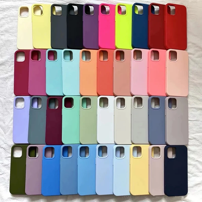 Fundas de silicona oficiales originales para iPhone 16 15 12 14 13 Pro Max 15 16 Plus logo funda para Apple iPhone 11 14 15 16 Pro