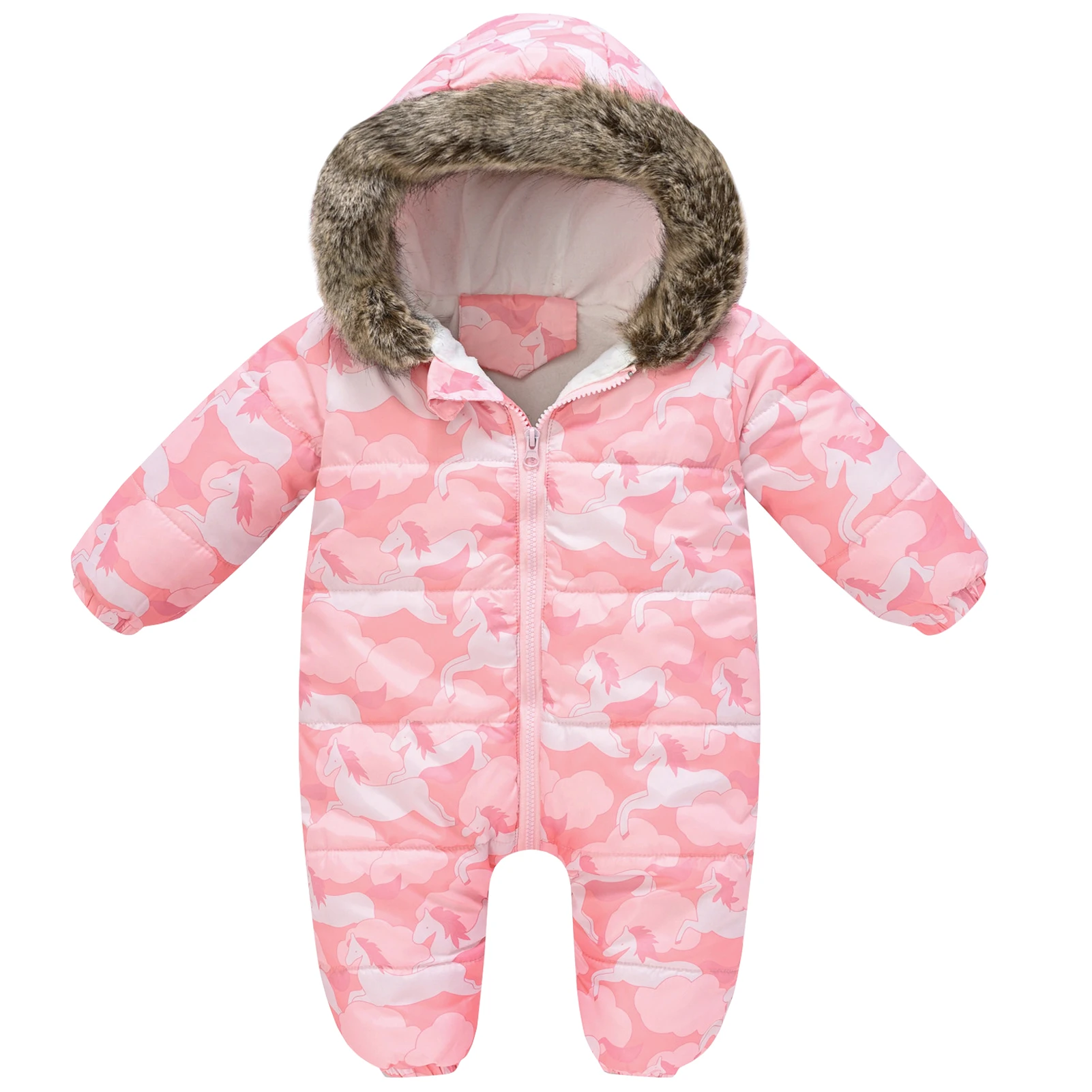 AMUR LEOPARD Winter Infant Rompers,Baby Hooded Overalls,Girls Boys Ski Suit,Warm Children's Bodysuit,Toddler Kids Jumpsuits
