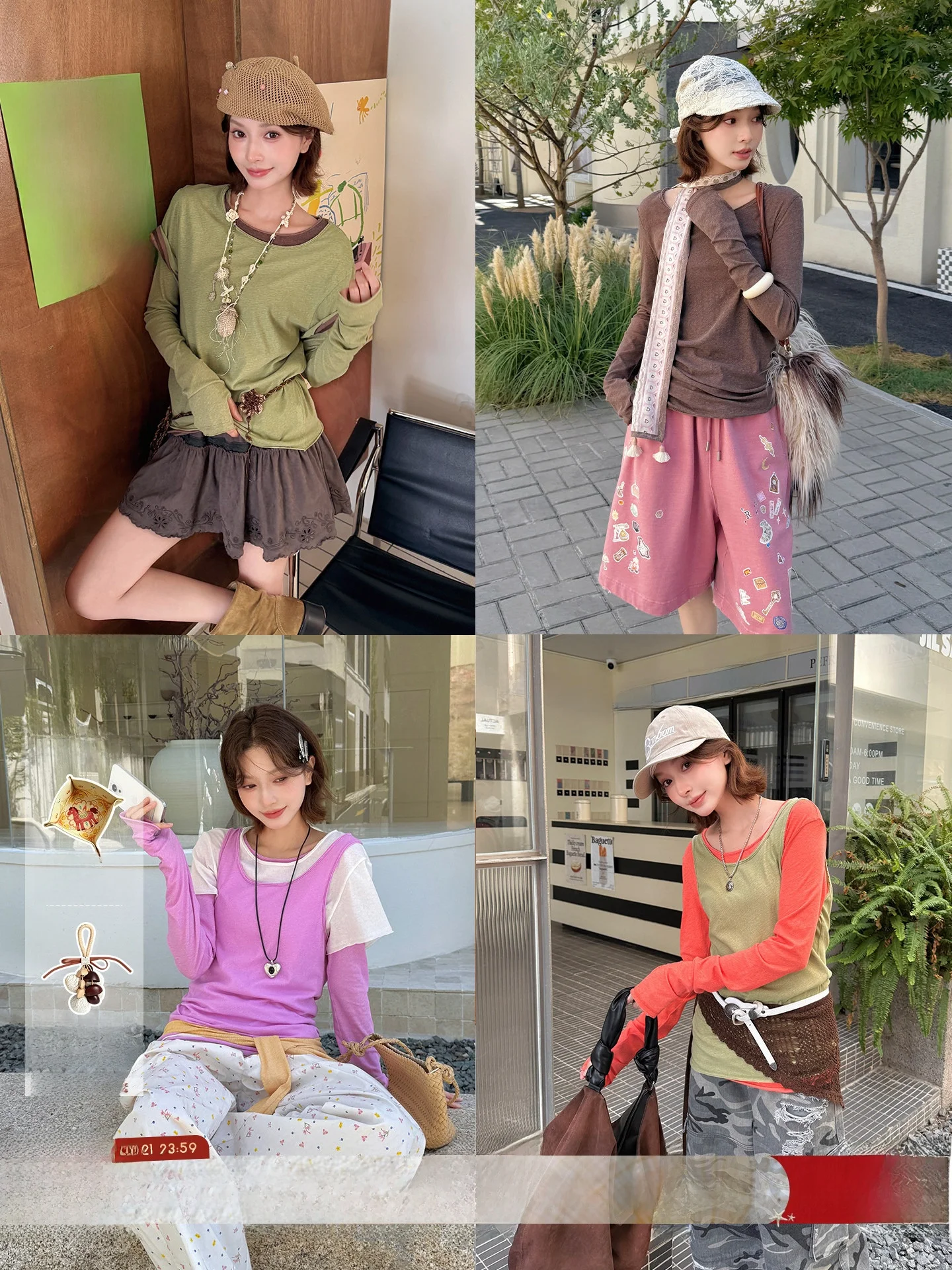 

Rerek Brand Worn-In Long Sleeve T-Shirt Casual Style Cotton Knitted Top for Young Women Daily Wear round Neck