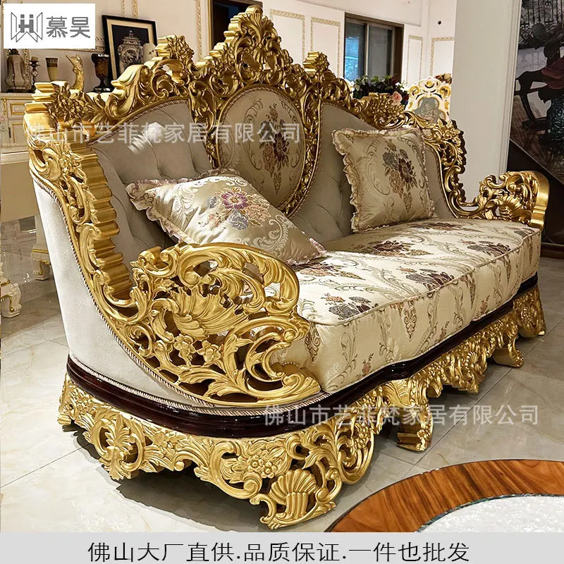 XL European-style Luxury Living Room Sofa Set Villa Luxury High-end Luxurious Fabric gold