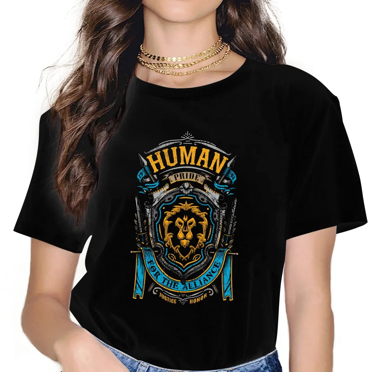 Human Pride Women Tshirts World of Warcraft Aesthetic Vintage Female Clothing Loose Graphic Short Sleeve