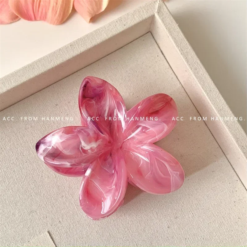 Sommer Acryl Blume Haars pange für Frauen Marmor Textur Haar Krallen Clips trend ige Mädchen Haarnadel koreanische Haarschmuck Kopf bedeckung