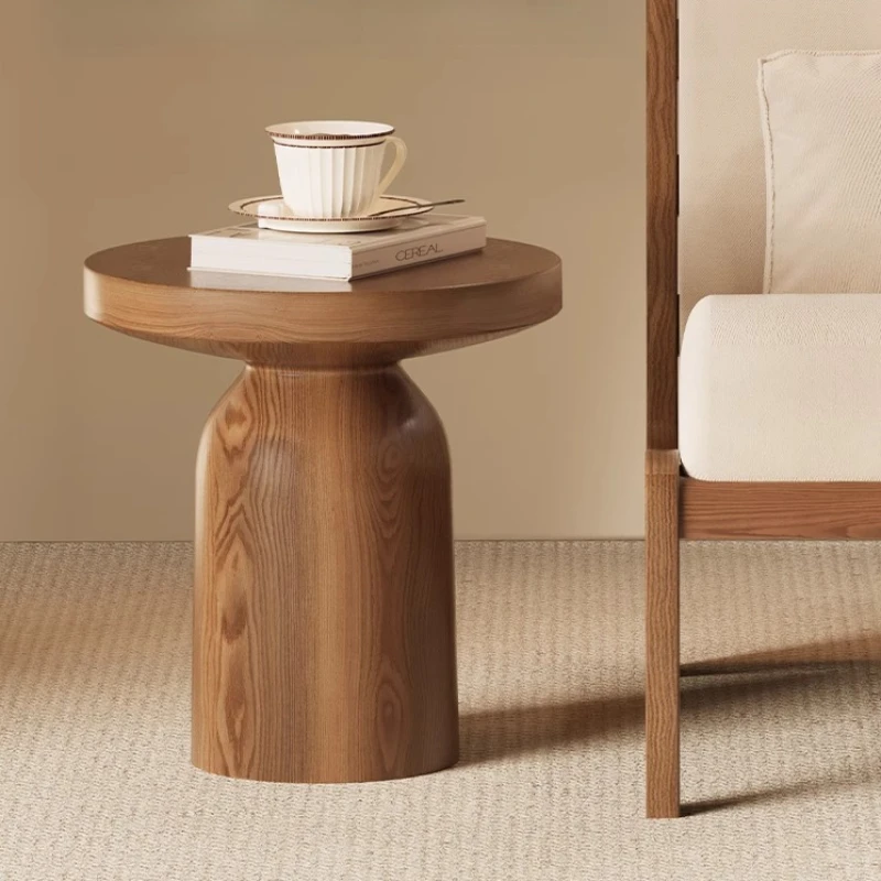 

Nordic Solid Wood Side Table, Minimalist Round End Table for Living Room , Simple Design Coffee Table for Small Spaces