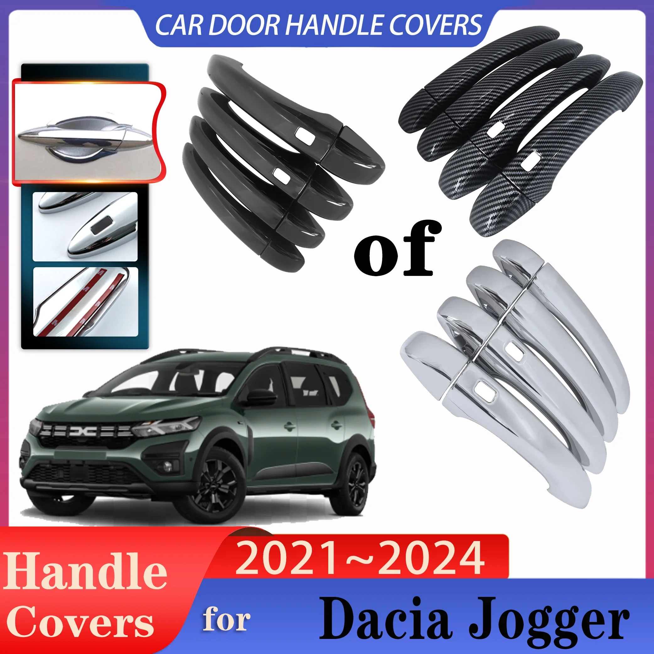 Car Door Handle Covers For Dacia Jogger 2021~2024 Car Door Handle Anti-rust Covers Exterior Scratch Protective Decor Accessories