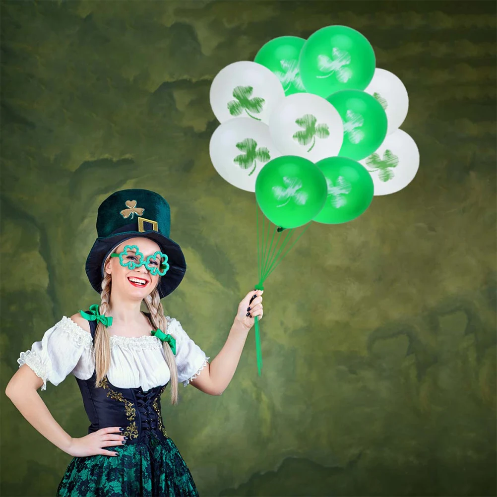 

20Pcs Clover Balloons 12 Inches Latex Party Balloons Decoration Supplies St Patricks Day Celebration Clover Ballons