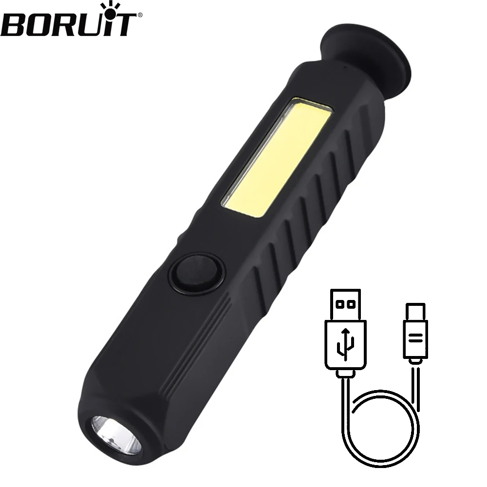 

BORUiT Magnetic EDC Flashlight Super Bright LED Type-c Rechargeable Sidelight Small Torch Waterproof Emergency Camping Lantern