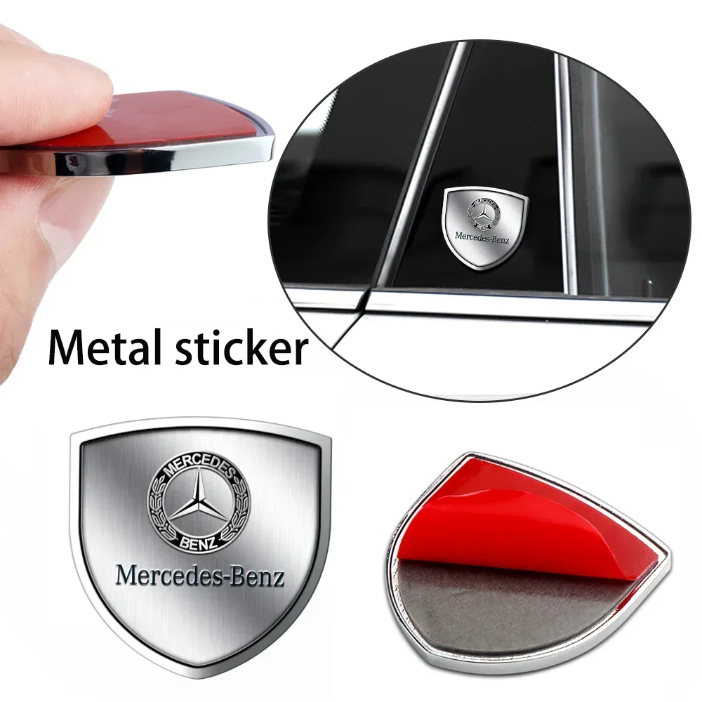 2pcs 3D Metal Car Window Trunk Emblem Decor Sticker For Mercedes Benz AMG W204 W213 W212 W205 W211 W176 C300 Auto Accessories