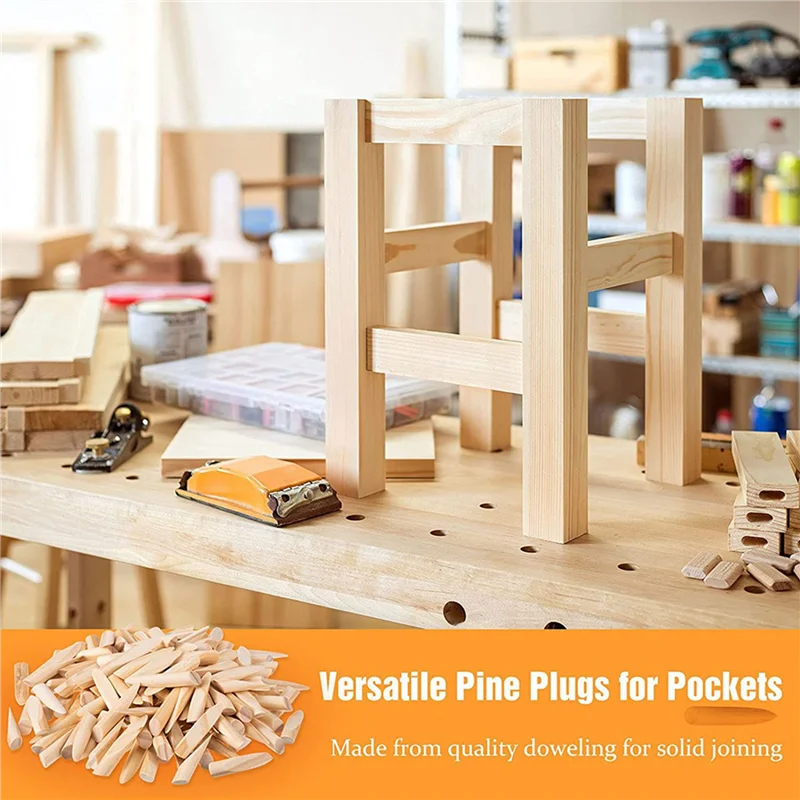 【Popular】Solid Wood Pocket Hole Plugs Wood Pine For Pocket Hole Jig Woodworking Tool (200 Pieces)