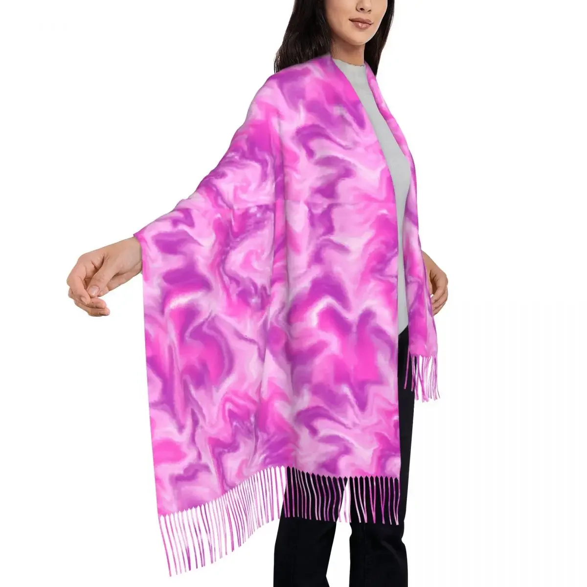 Abstracte Tie Dye Sjaal Wit Roze Ontwerp Warme Zachte Sjaal Wraps Dame Luxe Merk Hoofddeksels Winter Ontwerper Bufanda Mujer