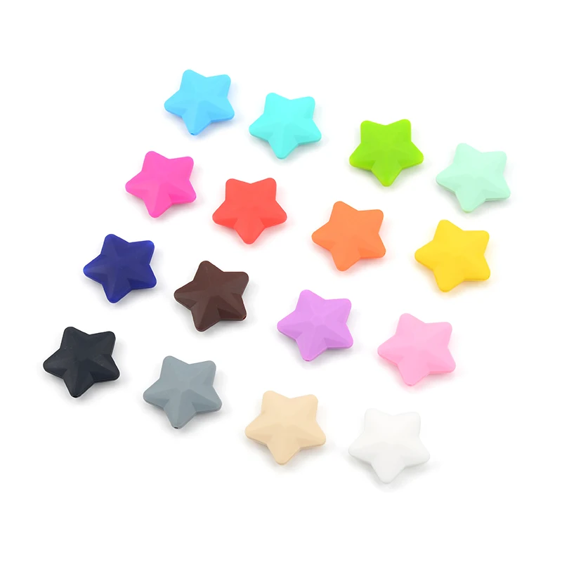 LOFCA Star Shape Silicone beads 5 pcs Loose Beads For Food Grade Silicone Teething Necklace Silicone Loose Beads BPA Free