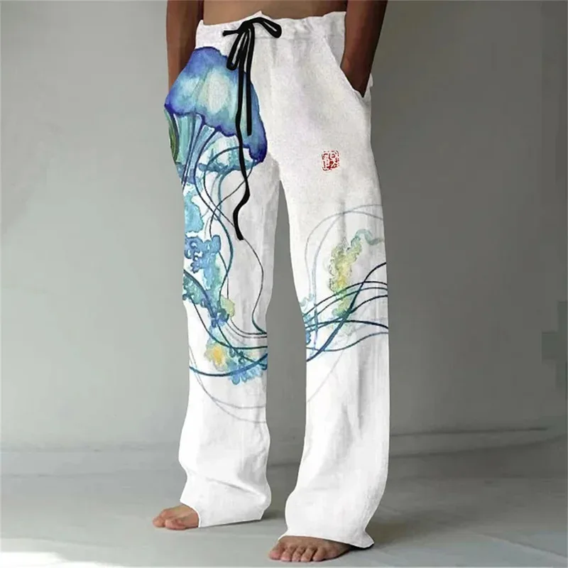 

American Style Fashionable Men's Loose Casual Pocket Drawstring Sports Pants With Lizard Pattern 3D Printed Pants Pans Y2k