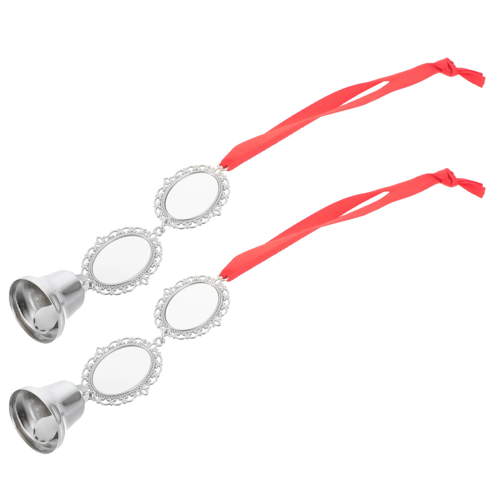 

2Pcs Metal Bell Hanging Ornaments Christmas Sublimation Blank Pendants DIY Heat Transfer Decorations Christmas Party Decor