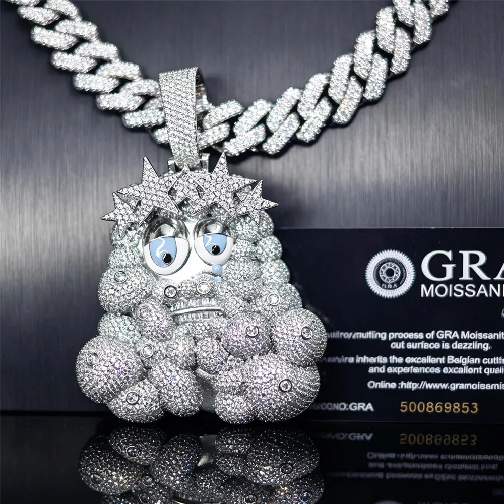 Full Diamond Pendant Punk Rapper Jewelry Gifts Sparkling Men Girl Boy Friends Iced Out Hip-hop Cartoon Necklace Accessory