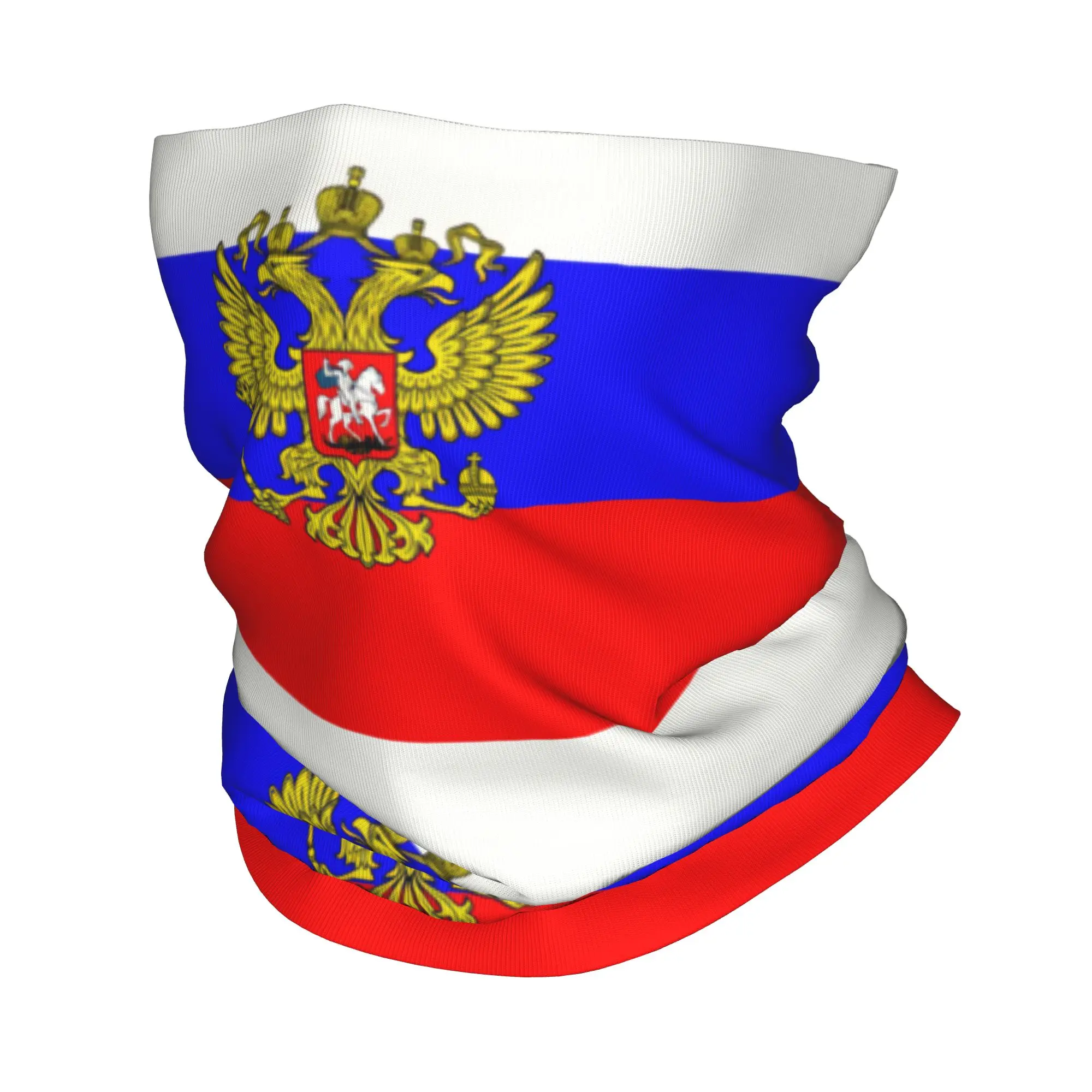 Custom Russian flag Bandana Neck Gaiter for Hiking Camping Men Women Wrap Scarf Russia Headband Warmer