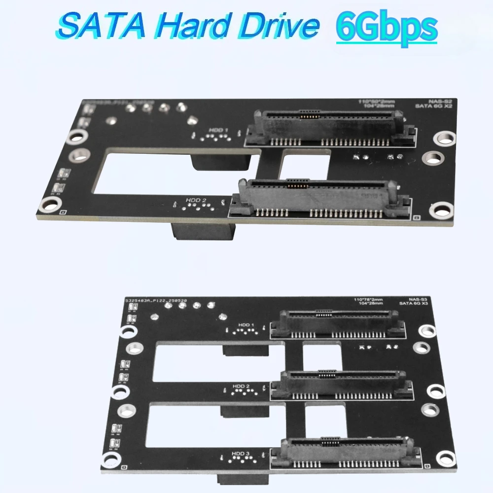 SATA Hard Disk Drive Backplane Nas Storage Card Server Expansion Card 6Gbps SATA to 3 *Disk Dual SSD HDD Adapter 4D Power Supply