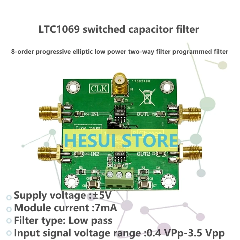 LTC1069 Low-pass Filter 8-order progressive elliptic low-power two-channel filter