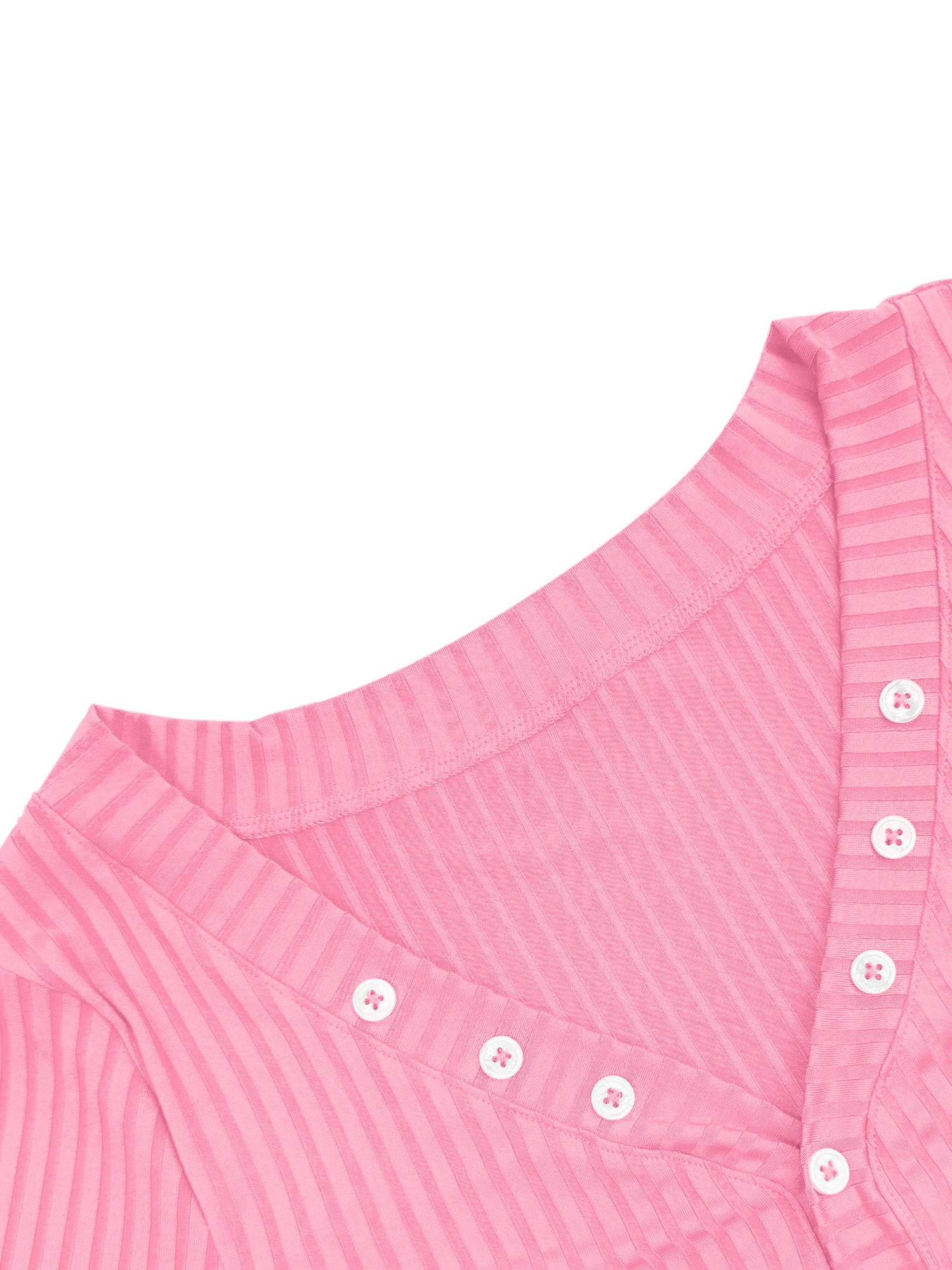 Fashion‑Forward Henley Knit Shirt, Form‑Fitting Long‑Sleeve Rib Top for City Wandering and Casual Photo Shoots view 6
