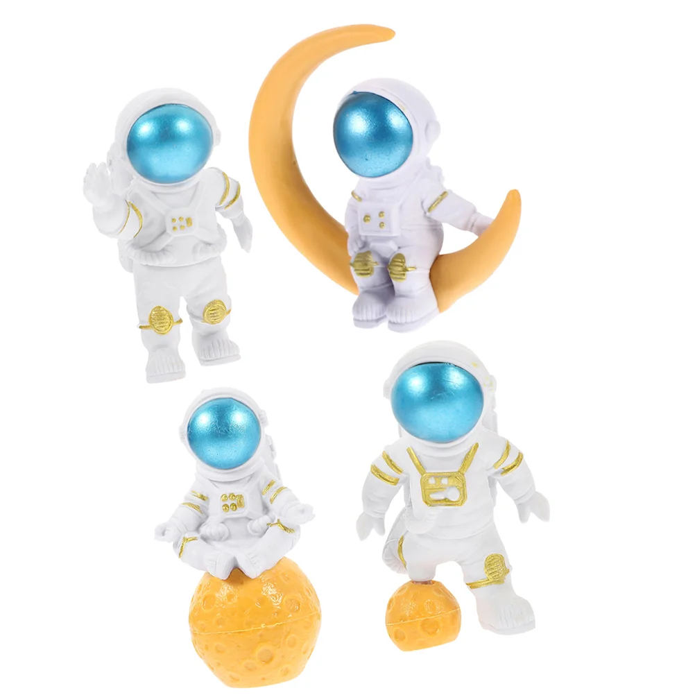 4 Pcs Decor for Shelves Astronaut Ornaments Sculpture Statue Fish Tank Figurine Autumn Shelf Toddler