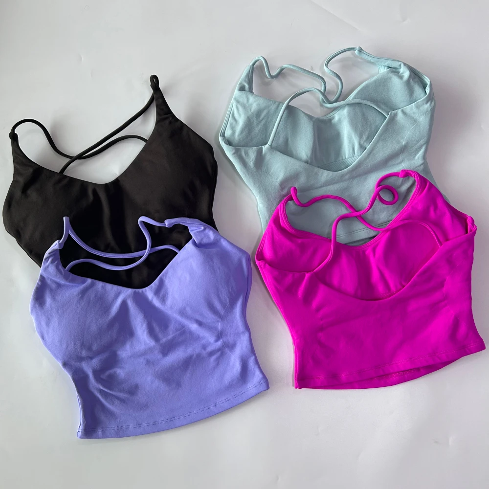 2-teiliges Gym-Set für Damen, nahtloses, rückenfreies Top mit Trägern, High-Waist-Yoga-Shorts, Fitnessanzug, Sportbekleidung, Workout-Set – Detail 7