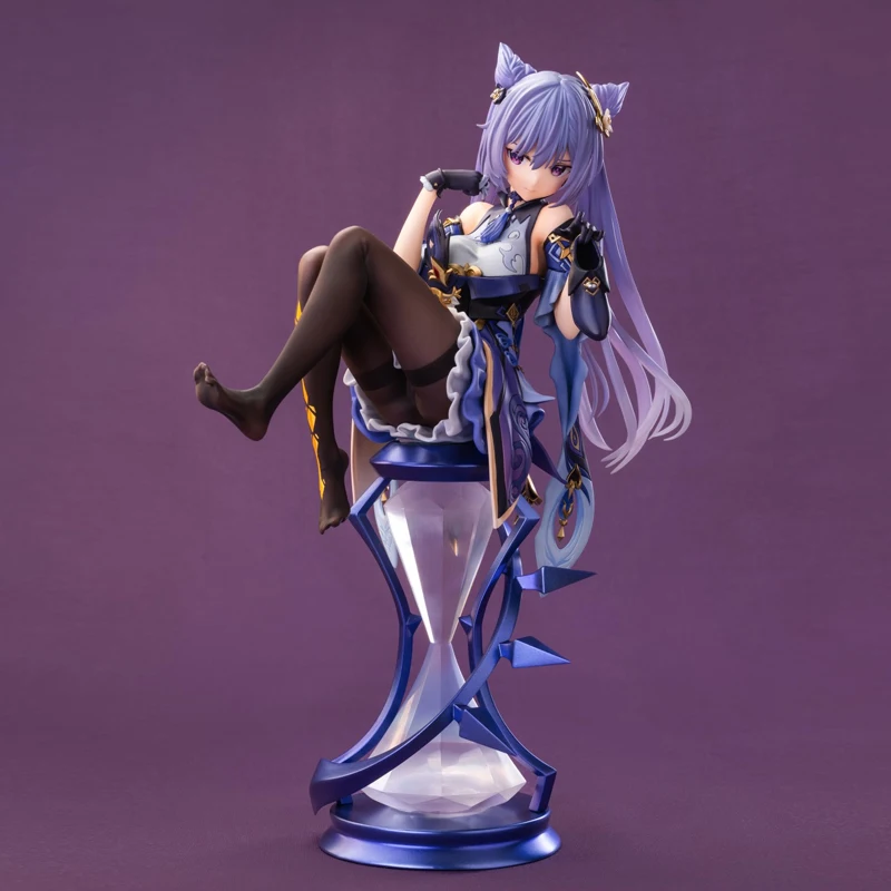 Figura de acción de Anime Genshin Impact Keqing sentado Pose, modelo de colección, estatua, juguete de decoración de escritorio, regalo para niños, nueva marea