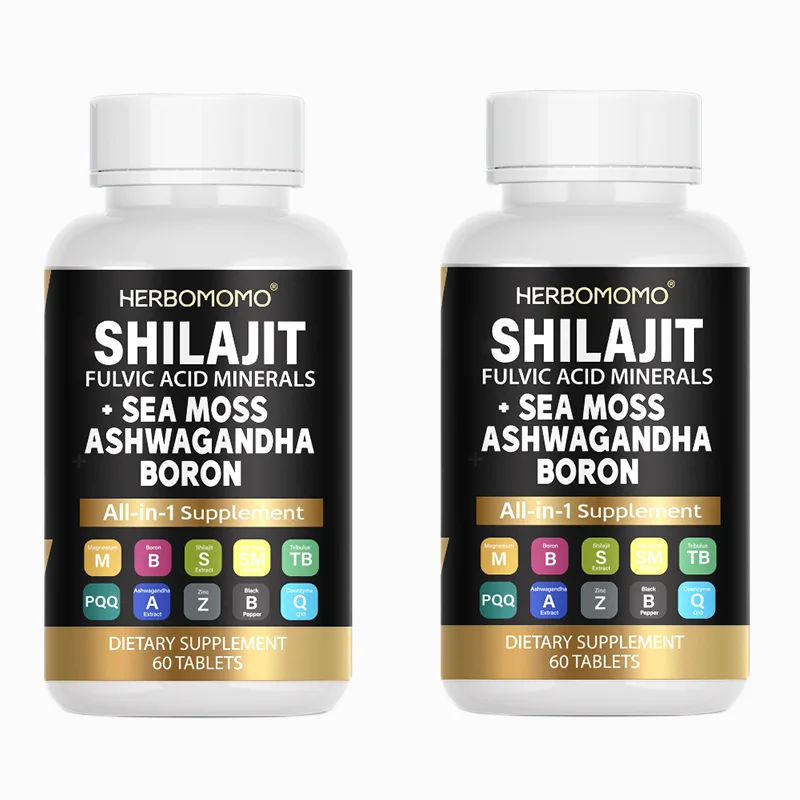 Shilajit Supplement 10,000mg with Sea Moss 6000mg Tribulus, Boron, Magnesium - 10 in 1 Non-GMo, Plant-Based, Pure &  Organic,