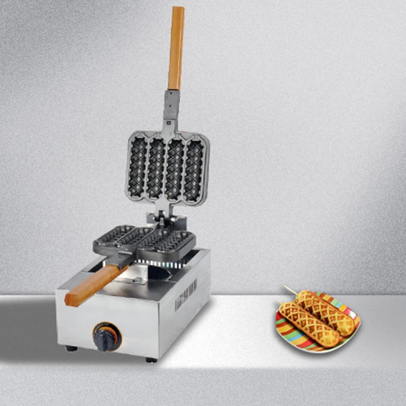 PB-114.R Commercial gas 4 pcs Crispy Sausage Hot Dog Waffle Maker Hot Dog Machine Four Sticks Gas Crispy Machine