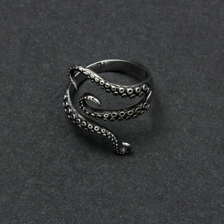 925 Pure Silver Retro Antique Octopus Finger Rings Fashion Personalized Opening Adjustable Women Rings Jewelry