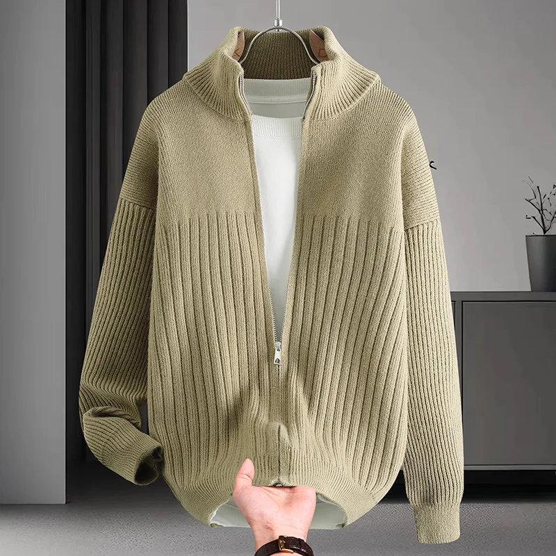 

2025 New Men's Knitted Sweater Casual Zipper Open-Front Design Autumn Winter Sle Comfortable Medium Thin Warmth