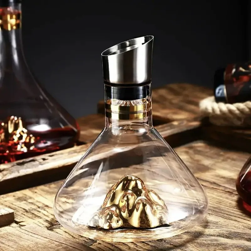 1500ML Iceberg Whiskey Hanger Handmade Lead Free Crystal Wine Pourer Caramel Thickened Wine Dispenser Pot Accessories