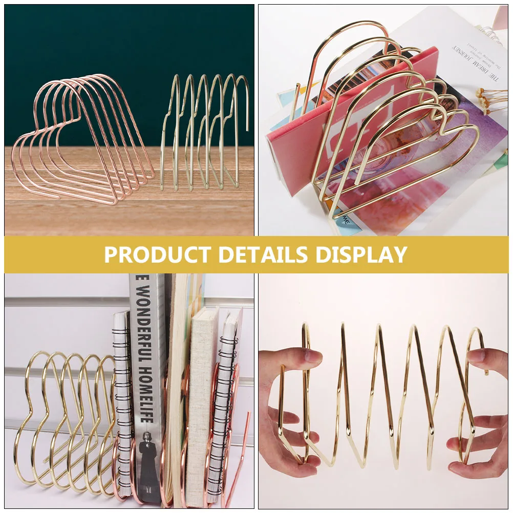 

1Pc Heart Shaped Metal Bookend Simple Bookends Chic Book Organizer Elegant Book Supports Home Storage Rack