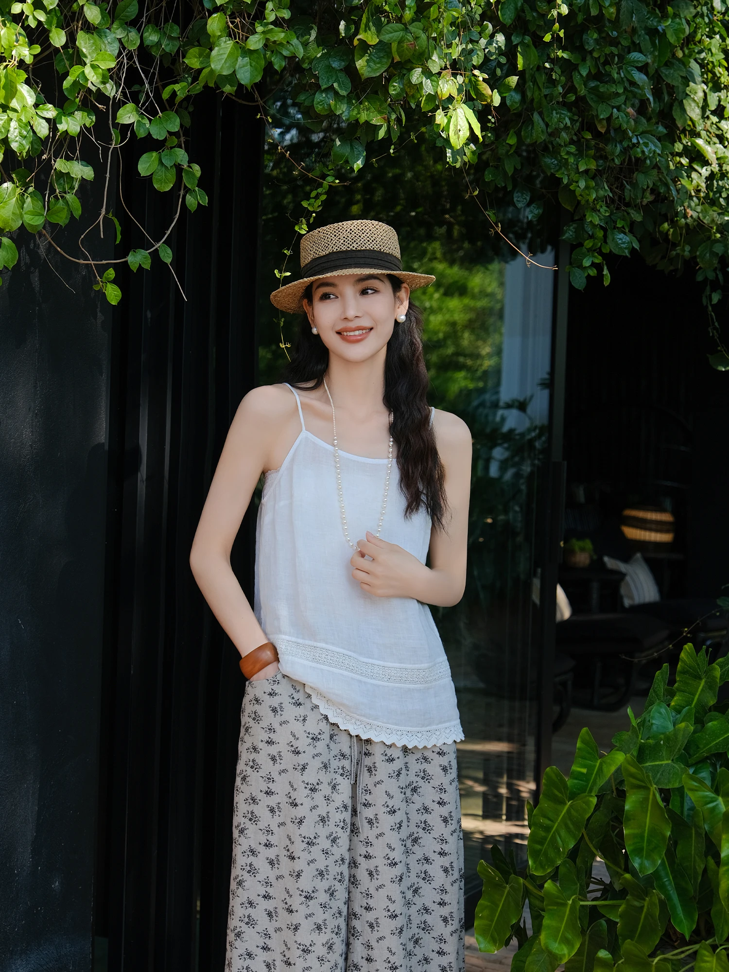 

Maling Long Spun Han Hanma Adjustable Cool e Strap Vest Women's Summer Casual Comfortable Linen Blend Vest