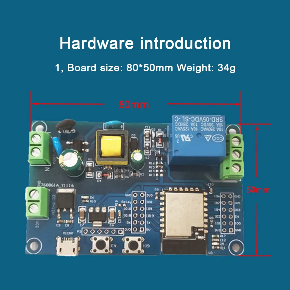 Imagem -03 - Wifi Bluetooth Ble Módulo de Relé Único Alimentado por ca Esp32 Placa de Desenvolvimento Porta i o Uart Download Byte 4m Esp32