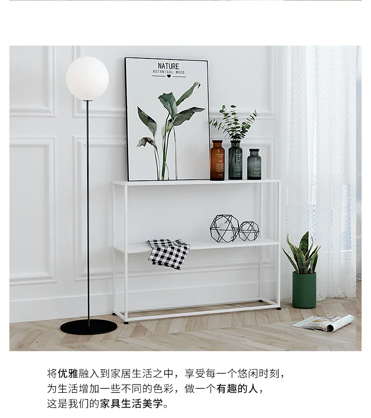 Nordic decorative wrought iron bedroom baffle shelf living room kitchen floor bookshelf multi-layer porch storage rack shelf