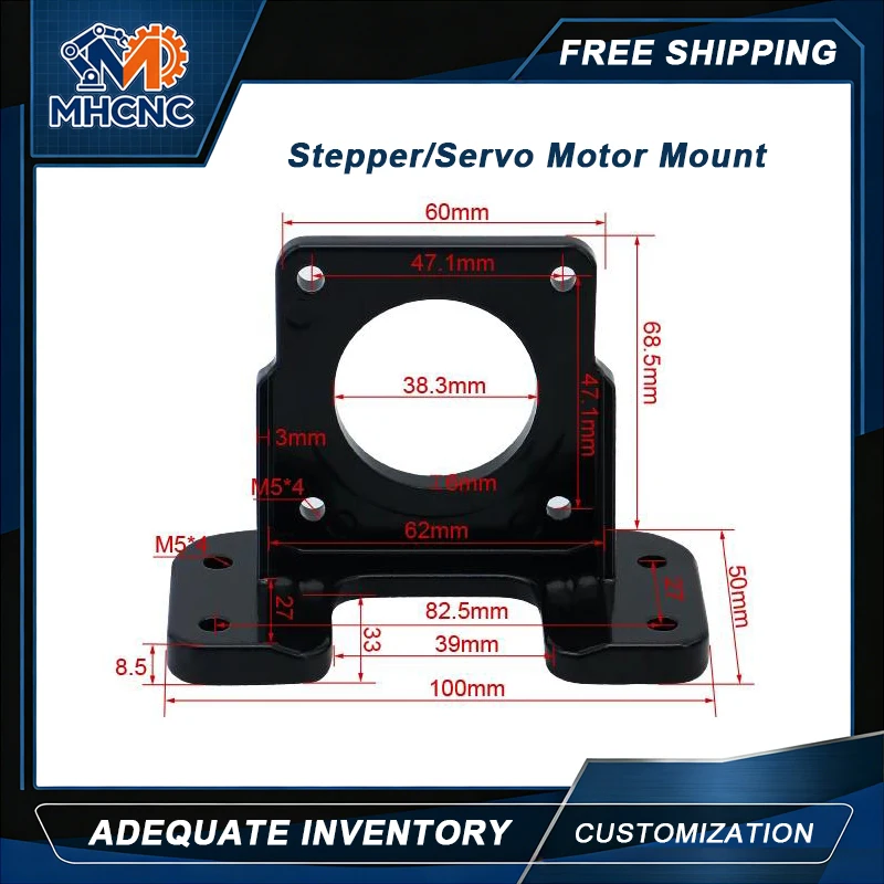 MHCNC Stepper Servo Motor Mount Bracket 42/57/60/80/86/90/110/130 Fixed Base For Nema17 Nema23 Nema34 Nema42 Nema52