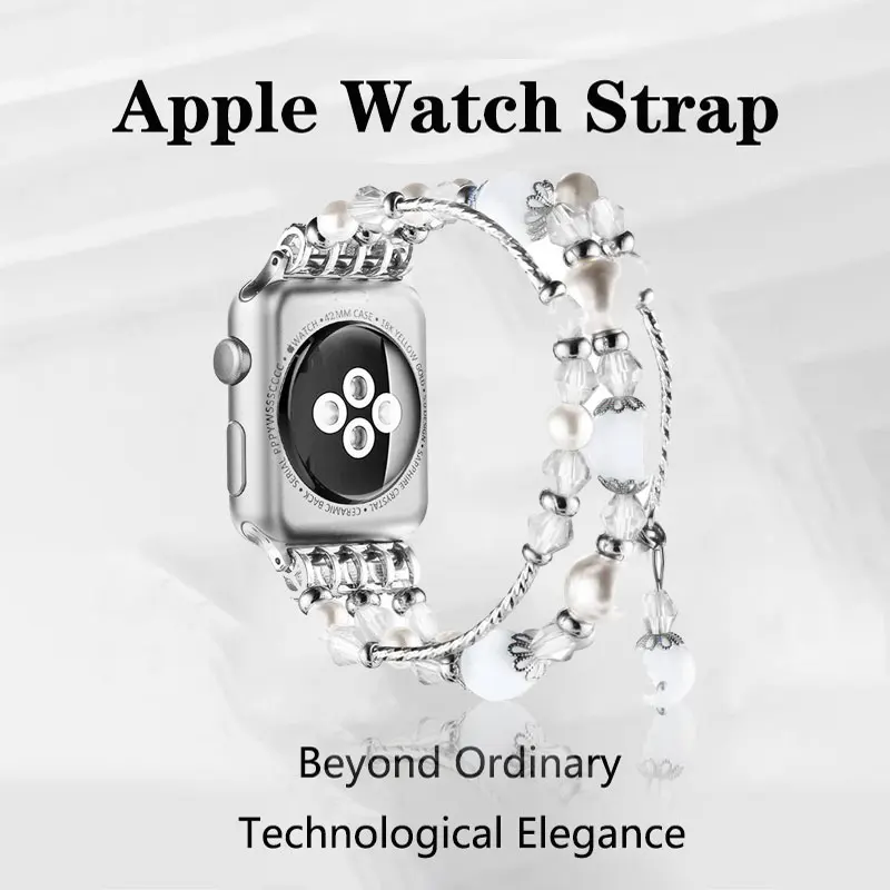 Beaded for Apple Watch Band 41mm 45mm 44mm 40mm Beautiful Handmade Women Bracelet iWatch Series 9 8 7 6 SE 5 40 41 mm Strap