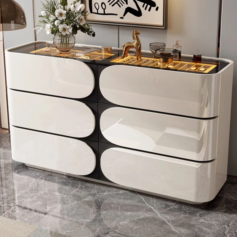 Italian Light Luxury Chest of Six Drawers Modern Minimalist Bedroom Minimalist Tailstock Living Room Storage Paint Side Cabinet